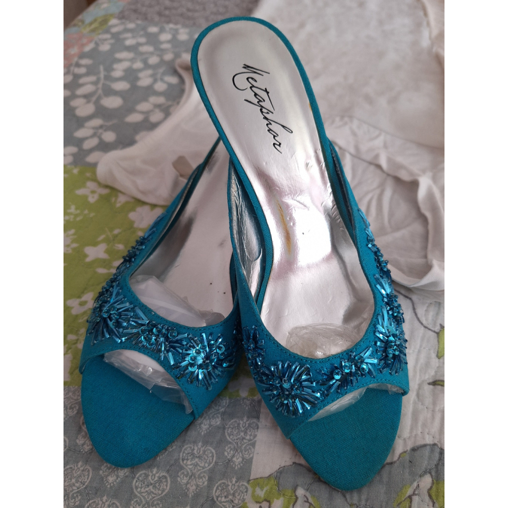 Vintage Metephor embellished tourquise slide